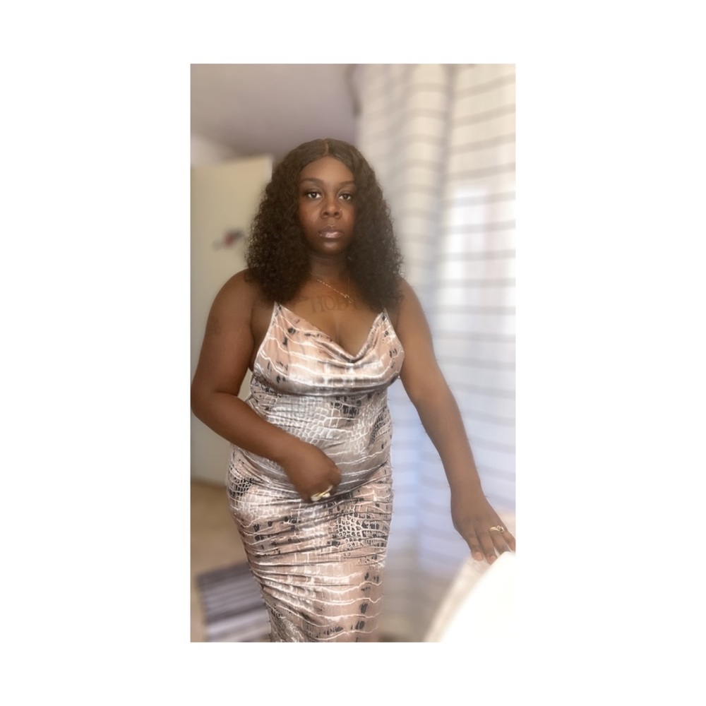 Snake print maxi dress -Brown S,M,L
